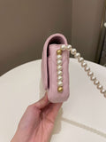 Chanel 21S Quilted Wallet On Chain With Pearl Baby Pink Lambskin