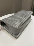 Chanel Quilted Boy Old Medium Silver Grey Caviar