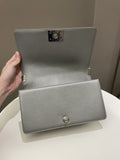 Chanel Quilted Boy Old Medium Silver Grey Caviar