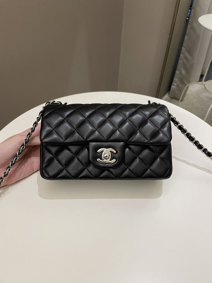 Chanel Classic Quilted Mini Rectangular Black Lambskin