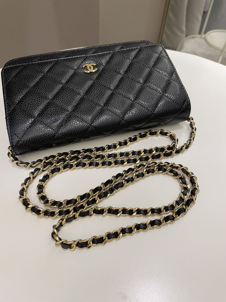 Chanel Classic Quilted Wallet on Chain Black Caviar