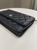 Chanel Classic Quilted Wallet on Chain Midnight Blue Caviar