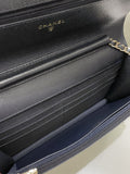 Chanel Classic Quilted Wallet on Chain Midnight Blue Caviar