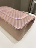 Chanel 17B Chevron Jumbo Double Flap Rose Gold Caviar