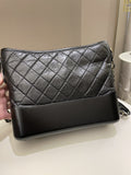 Chanel Quilted Gabrielle Hobo Black Aged Calfskin