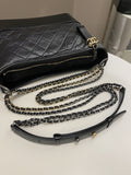 Chanel Quilted Gabrielle Hobo Black Aged Calfskin