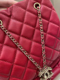 Chanel Rolled Up Bucket Drawstring Bag Red Caviar