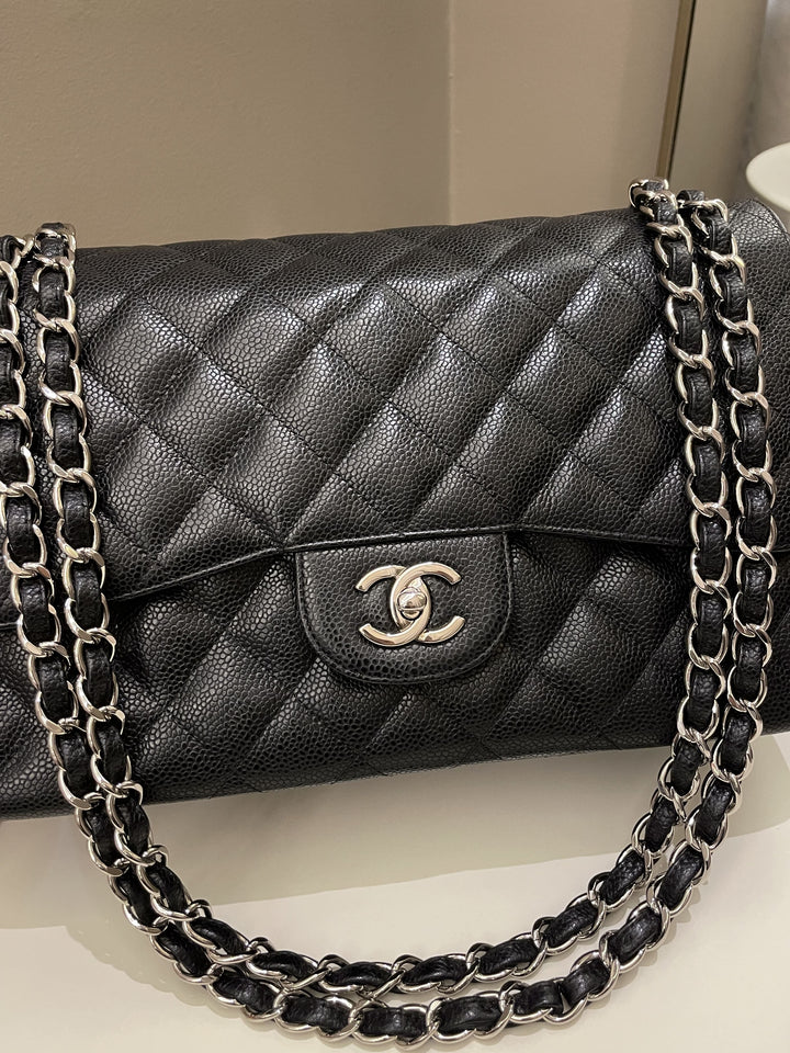 Chanel Classic Quilted Jumbo Double Flap Black Caviar