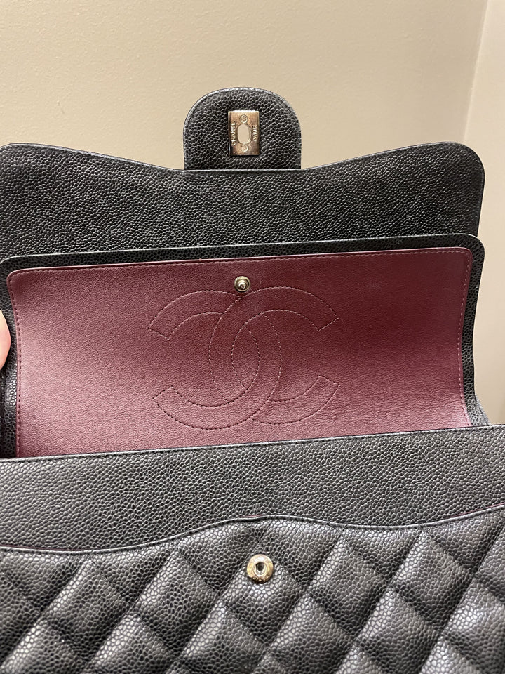 Chanel Classic Quilted Jumbo Double Flap Black Caviar