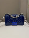 Chanel Quilted Small Boy Royal Blue Patent