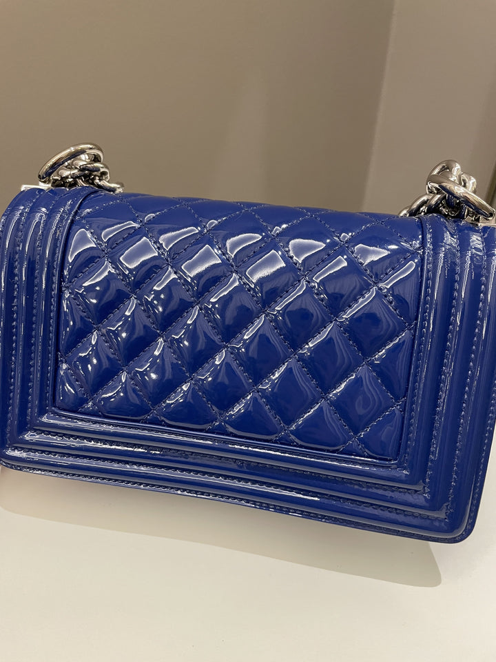 Chanel Quilted Small Boy Royal Blue Patent