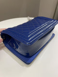 Chanel Quilted Small Boy Royal Blue Patent