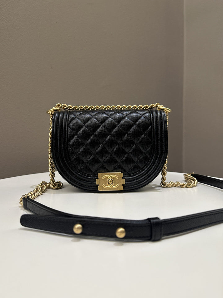 Chanel Quilted Curve Boy Bag Black Caviar