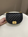 Chanel Quilted Curve Boy Bag Black Caviar