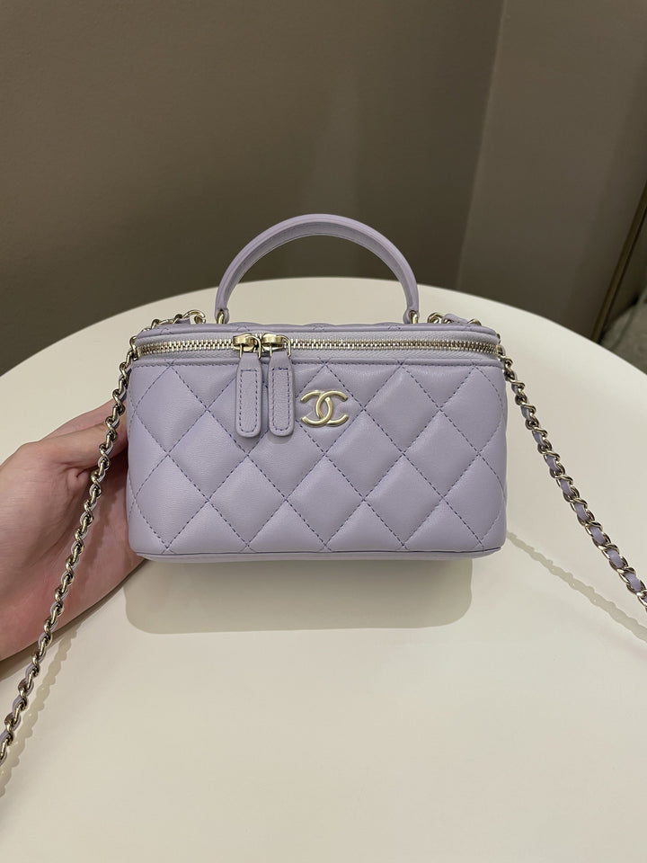 Chanel 21K Top Handle Vanity Rectangular Lilac Lambskin