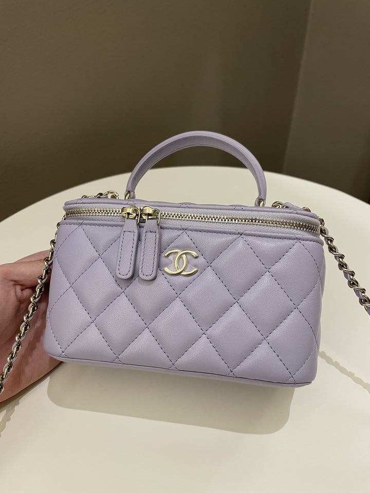 Chanel 21K Top Handle Vanity Rectangular Lilac Lambskin