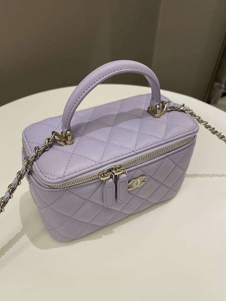 Chanel 21K Top Handle Vanity Rectangular Lilac Lambskin