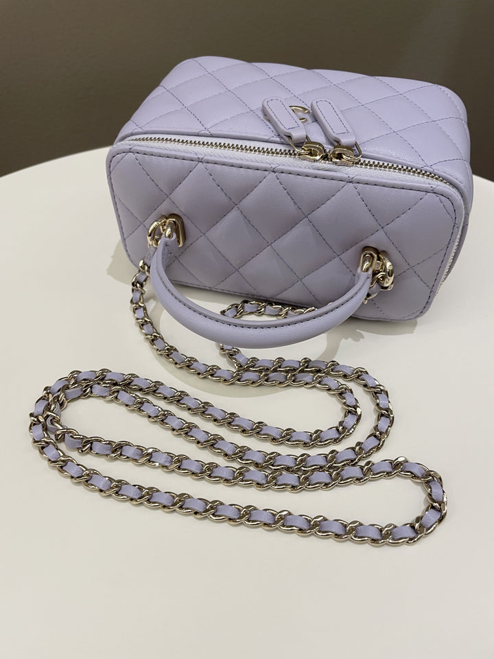 Chanel 21K Top Handle Vanity Rectangular Lilac Lambskin