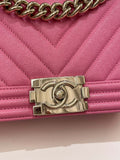 Chanel Chevron Boy Old Medium Pink Caviar