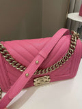 Chanel Chevron Boy Old Medium Pink Caviar