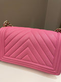 Chanel Chevron Boy Old Medium Pink Caviar