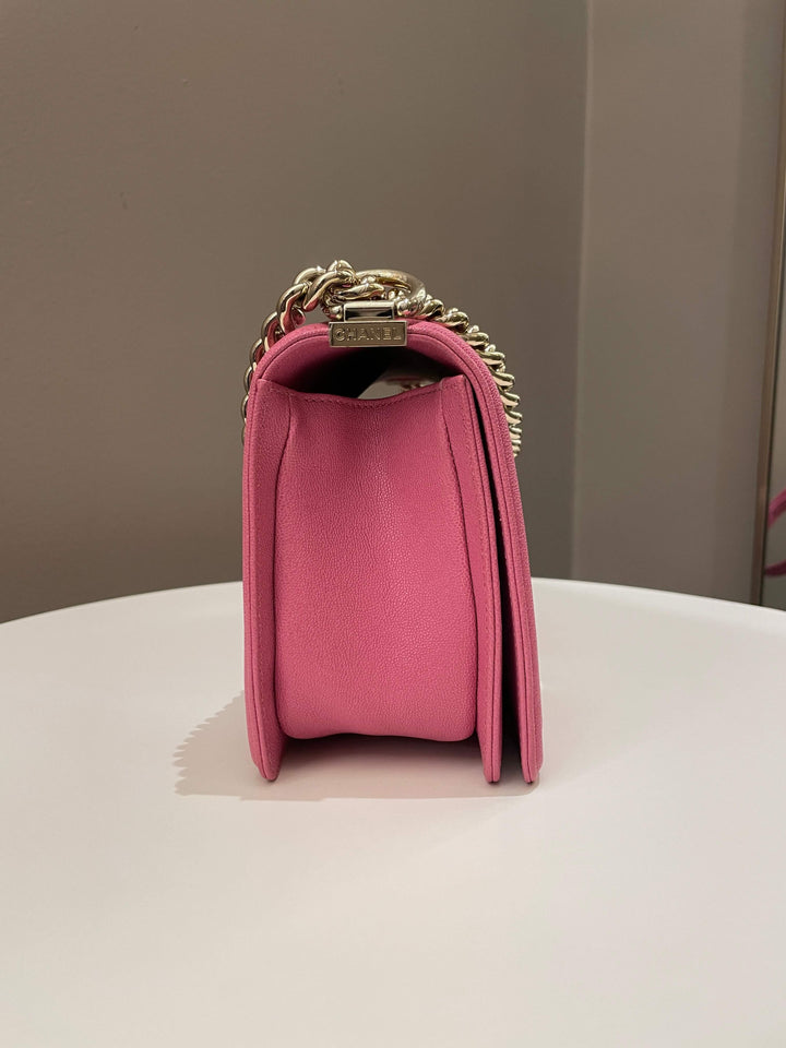 Chanel Chevron Boy Old Medium Pink Caviar