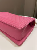 Chanel Chevron Boy Old Medium Pink Caviar