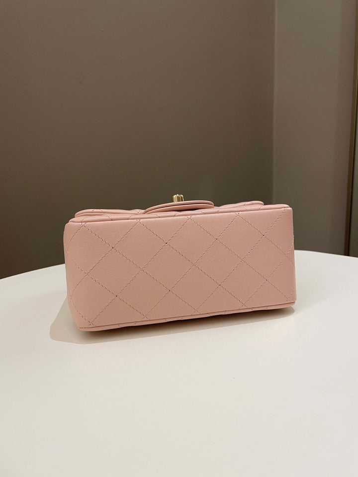 Chanel Classic Quilted Mini Square Light Pink Lambskin