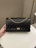Chanel 2.55 226 Quilted Reissue Double Flap Black Aged Calfskin