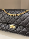 Chanel 2.55 226 Quilted Reissue Double Flap Black Aged Calfskin