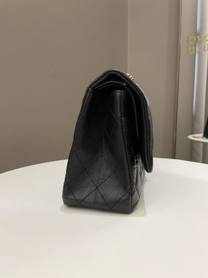 Chanel 2.55 226 Quilted Reissue Double Flap Black Aged Calfskin