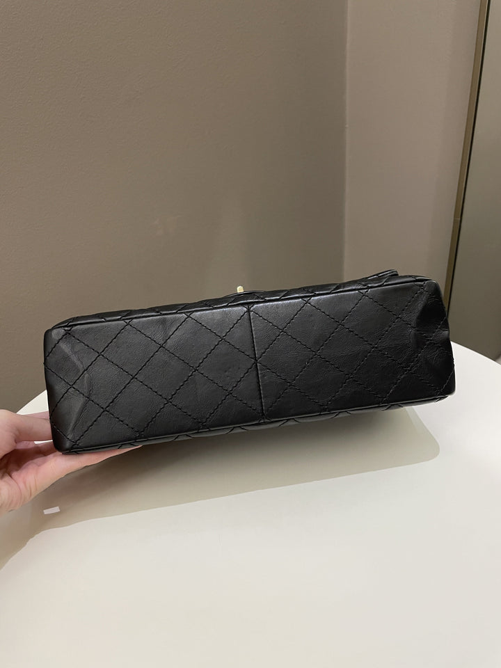 Chanel 2.55 226 Quilted Reissue Double Flap Black Aged Calfskin