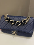 Chanel Cc Chain Top Flap Bag Navy Lambskin