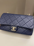 Chanel Cc Chain Top Flap Bag Navy Lambskin