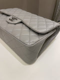 Chanel Classic Quilted Jumbo Double Flap Grey Lambskin