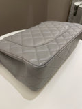 Chanel Classic Quilted Jumbo Double Flap Grey Lambskin