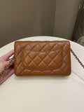 Chanel 23A Cc Quilted Wallet on Chain Tan Brown Caviar