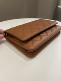 Chanel 23A Cc Quilted Wallet on Chain Tan Brown Caviar