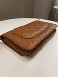 Chanel 23A Cc Quilted Wallet on Chain Tan Brown Caviar
