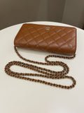 Chanel 23A Cc Quilted Wallet on Chain Tan Brown Caviar
