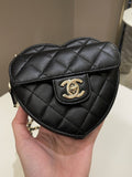 Chanel 22S Heart Bag Black Stiff Lambskin