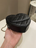 Chanel 22S Heart Bag Black Stiff Lambskin