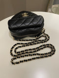 Chanel 22S Heart Bag Black Stiff Lambskin