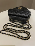 Chanel 22S Heart Bag Black Stiff Lambskin