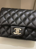 Chanel Classic Quilted Mini Square Black Lambskin