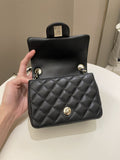 Chanel Classic Quilted Mini Square Black Lambskin