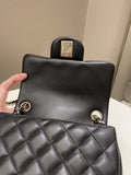Chanel Classic Quilted Mini Square Black Lambskin