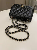 Chanel Classic Quilted Mini Square Black Lambskin