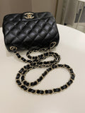 Chanel Classic Quilted Mini Square Black Lambskin
