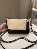 Chanel Quilted Gabrielle Hobo Beige/ Black Aged Calfskin